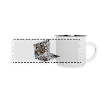 Transparente CAD-Schaltkreiskunst beim Laptop - Panorama Emaille-Tasse - Weiß - Vorne