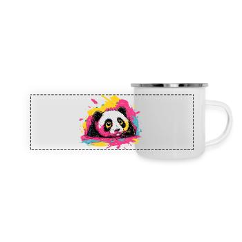 Panda Farbsplash - Panorama Emaille-Tasse - Weiß - Vorne