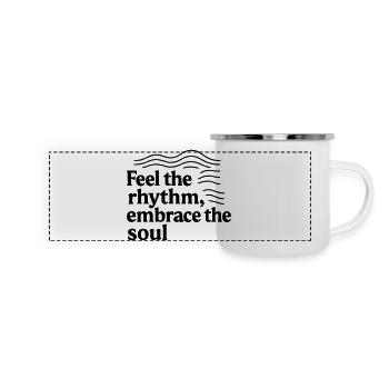 Jazz spüre den Rhythmus, umarme die Seele - Panorama Emaille-Tasse - Weiß - Vorne