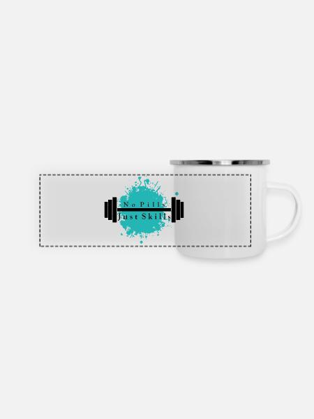 No Pills - Just Skills - Panorama Emaille-Tasse - Weiß