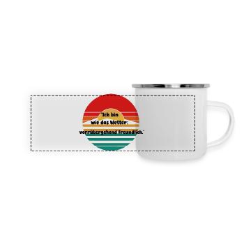 Motif rétro du coucher de soleil - Mug panoramique émaillé - blanc - Devant