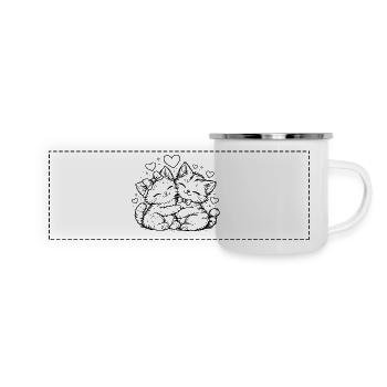 Cuddly kitten in the heart of love - Panoramic Camper Mug - white - Front