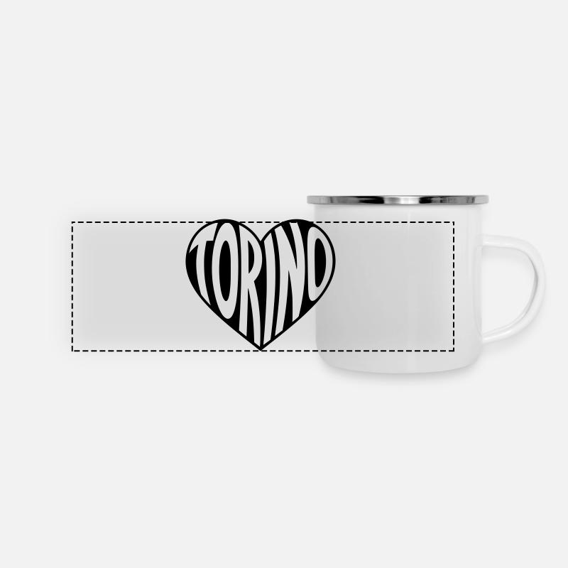 Torino, Turin Heart Typography - Panoramic Camper Mug - white