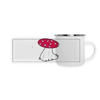 Roter Fliegenpilz Cartoon Muster - Panorama Emaille-Tasse - Weiß - Vorne