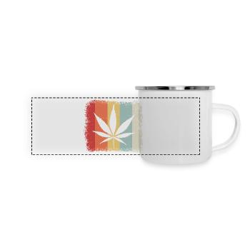 Retro Cannabis Cannabisblatt  Weed Kiffen - Panorama Emaille-Tasse - Weiß - Vorne