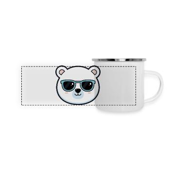 Cute Polar Bear Blue Glasses - Panoramic Camper Mug - white - Front