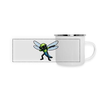 Dabbing Libelle - Panorama Emaille-Tasse - Weiß - Vorne