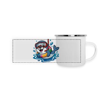 Seehund Taucher - Panorama Emaille-Tasse - Weiß - Vorne