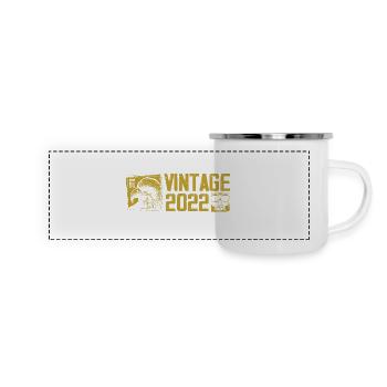Jahrgang 2022 Retro Jubiläumsgeschenk 2022 - Panorama Emaille-Tasse - Weiß - Vorne