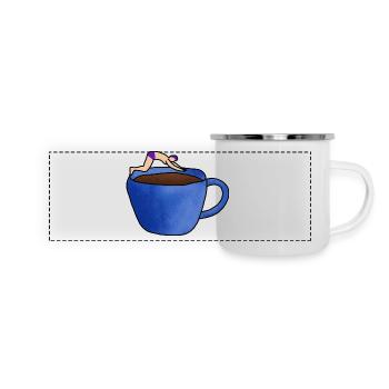 Kaffeespringer - Panorama Emaille-Tasse - Weiß - Vorne