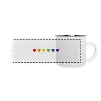Coeurs de fierté arc-en-ciel - Mug panoramique émaillé - blanc - Devant