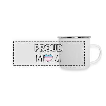 Stolze Mama Trans Flagge Herz - Panorama Emaille-Tasse - Weiß - Vorne