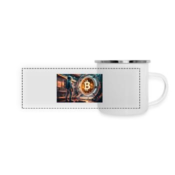 Bitcoin monnaie astronaute - Mug panoramique émaillé - blanc - Devant