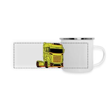 LKW-Fahrer Fernfahrer LKW Brummi - Panorama Emaille-Tasse - Weiß - Vorne