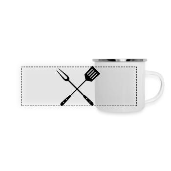 Ustensiles de barbecue - Mug panoramique émaillé - blanc - Devant