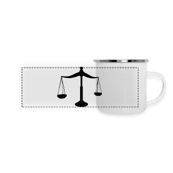 Brass Scales Of Justice Silhouette - Mug panoramique émaillé - blanc - Devant