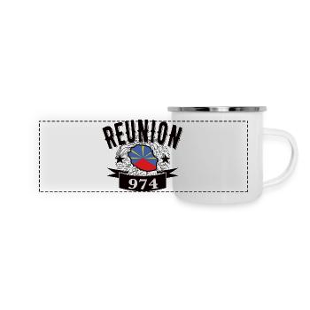 idee cadeau drapeau carte ile de la reunion 974 - Mug panoramique émaillé - blanc - Devant