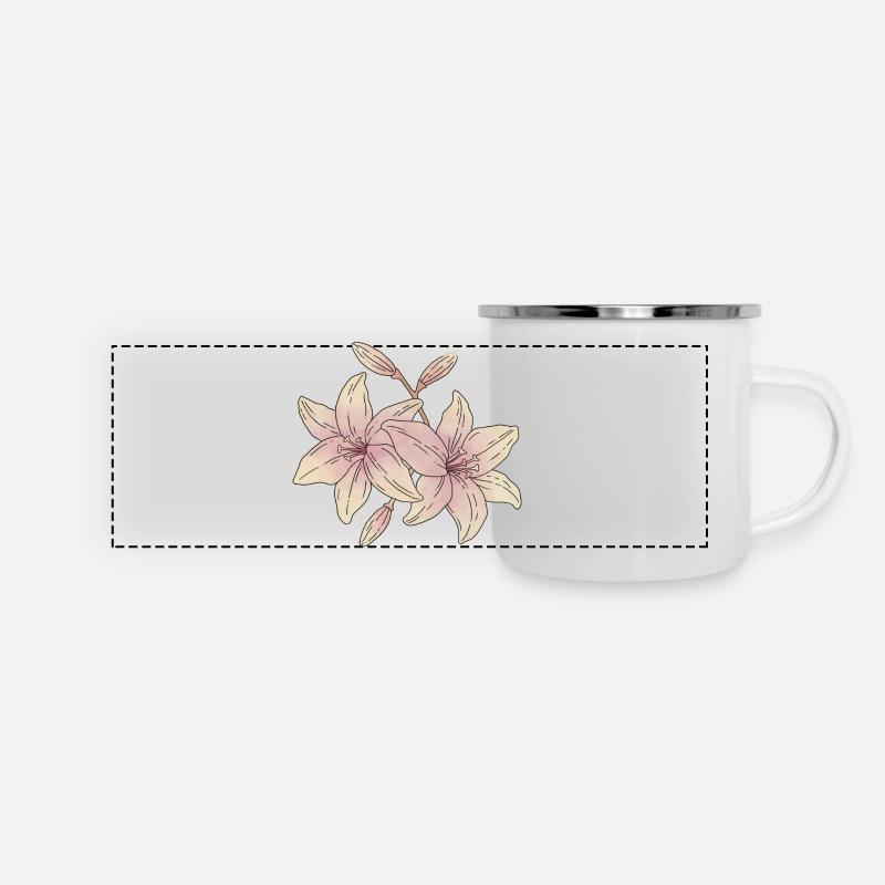 Lily Flowers - Panoramic Camper Mug - white