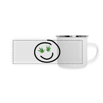 Visage de chanvre heureux - Mug panoramique émaillé - blanc - Devant