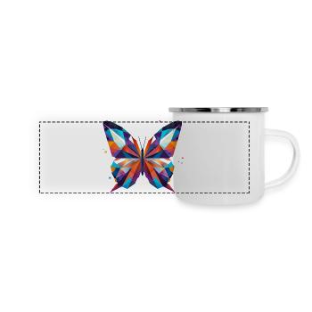 bunter Schmetterling in lebendigen Farben - Panorama Emaille-Tasse - Weiß - Vorne