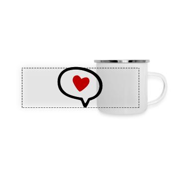 Sprechblase mit Herz - Panorama Emaille-Tasse - Weiß - Vorne