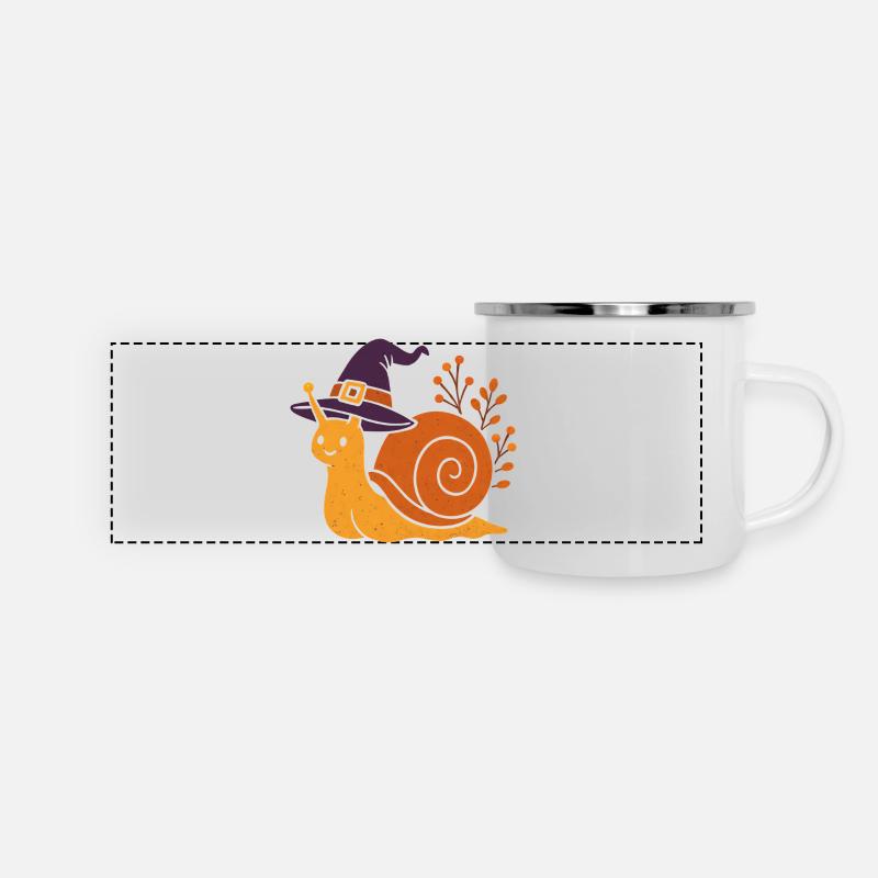 Cute Snail with Witch Hat - Panoramic Camper Mug - white