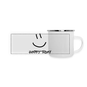 Happy Today - Panorama Emaille-Tasse - Weiß - Vorne