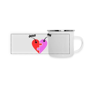 Jesus & me - Heart - Puzzle - Christian - Panoramic Camper Mug - white - Front