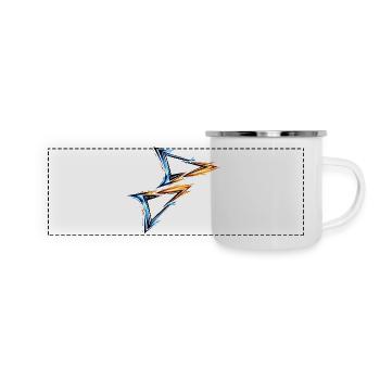 Trikot Design Dreieck Blau Orange Sportlich Stil - Panorama Emaille-Tasse - Weiß - Vorne