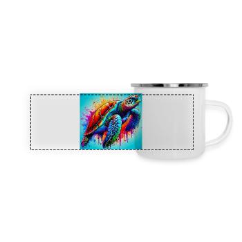 Schildkröte - Panorama Emaille-Tasse - Weiß - Vorne