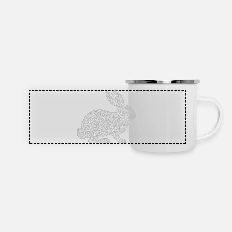 Lièvre - Mug panoramique émaillé - blanc