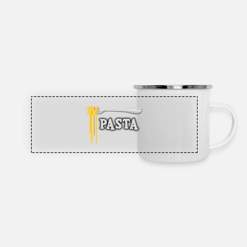 Illustration of Spaghetti with Fork - Panoramic Camper Mug - white