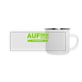auf dem falschen Fuß erwischt - Panorama Emaille-Tasse - Weiß - Vorne