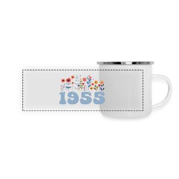 1955 Motif floral 1955 Thème floral Fleurs 1955 - Mug panoramique émaillé - blanc - Devant