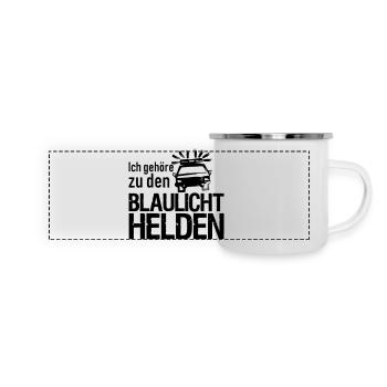 Blaulicht Polizei Feuerwehr Sanitäter Geschenk - Panorama Emaille-Tasse - Weiß - Vorne