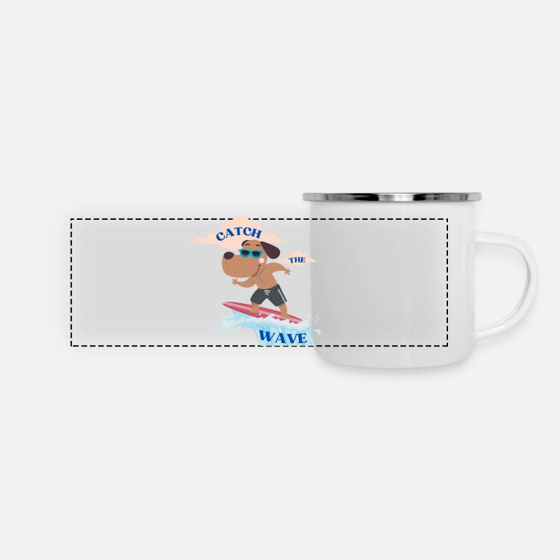 Catch the wave - Cute Beach Vibes T-Shirt - Panoramic Camper Mug - white
