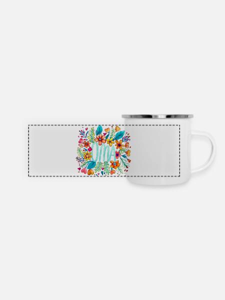 Oma - Panorama Emaille-Tasse - Weiß