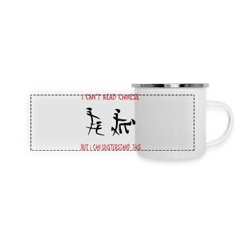 Chinesisches Schriftzeichen Humor Lustige Bilder - Panorama Emaille-Tasse - Weiß - Vorne