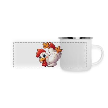 Poule Poule Coq Équilibre Sur La Tête Acrobatiques - Mug panoramique émaillé - blanc - Devant