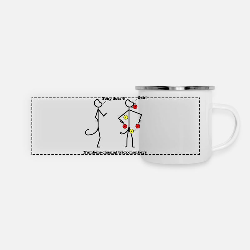Numbers-Chasing Trick Monkeys - Panoramic Camper Mug - white