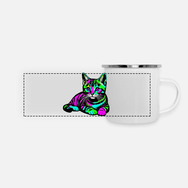 Chat - Mug panoramique émaillé - blanc
