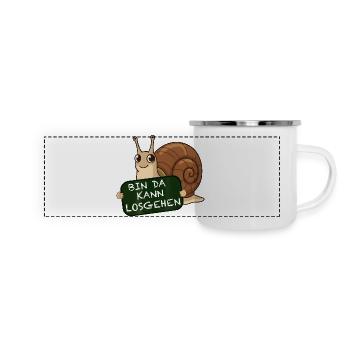 Escargot drôle, je suis là, je peux dire - Mug panoramique émaillé - blanc - Devant