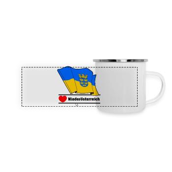 Lower Austria Flag with Heart - Panoramic Camper Mug - white - Front