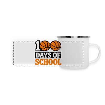 100 jours de conception scolaire du basket-ball - Mug panoramique émaillé - blanc - Devant