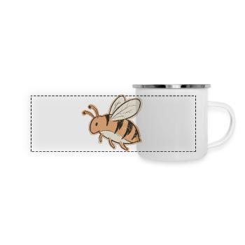 Oranger Cartoon Bienenstreifen Tiger - Panorama Emaille-Tasse - Weiß - Vorne