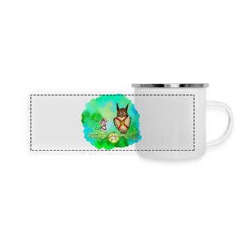 Souris et Hibou Chercheur Stellaire - Mug panoramique émaillé - blanc - Devant