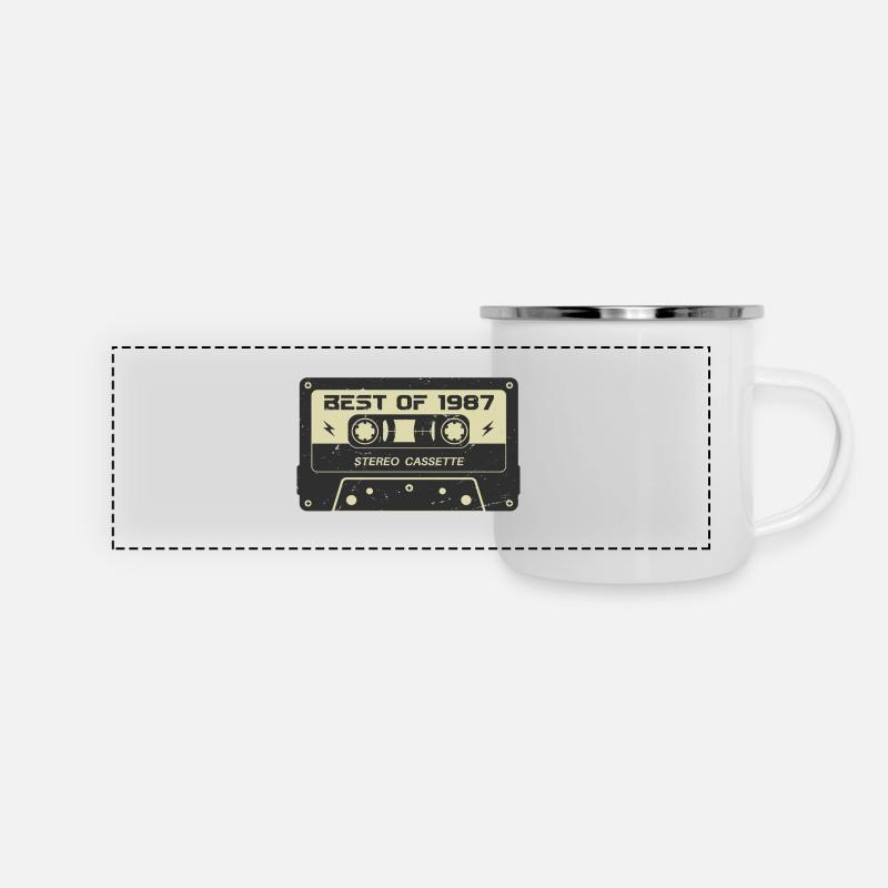 Cassette rétro 1987 vintage 1987 anniversaire 1987 - Mug panoramique émaillé - blanc