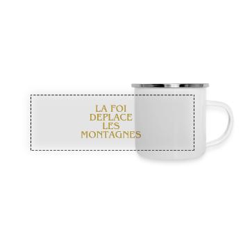 Foi Déplace les Montagnes Typo Doré - Mug panoramique émaillé - blanc - Devant