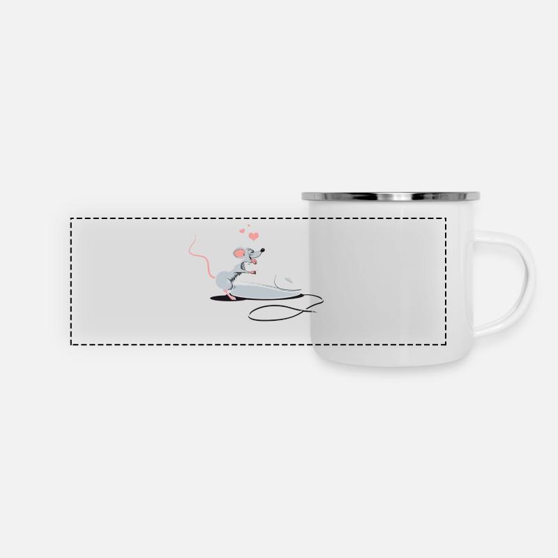 Die Maus ... - Panorama Emaille-Tasse - Weiß