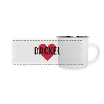 Dackel Dackelfreund Dackelliebe Hundemensch - Panorama Emaille-Tasse - Weiß - Vorne